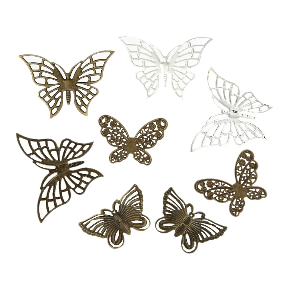 

Iron Based Alloy Filigree Stamping Embellishments Scrapbooking Fixed Butterfly Mixed Hollow, 40 PCs