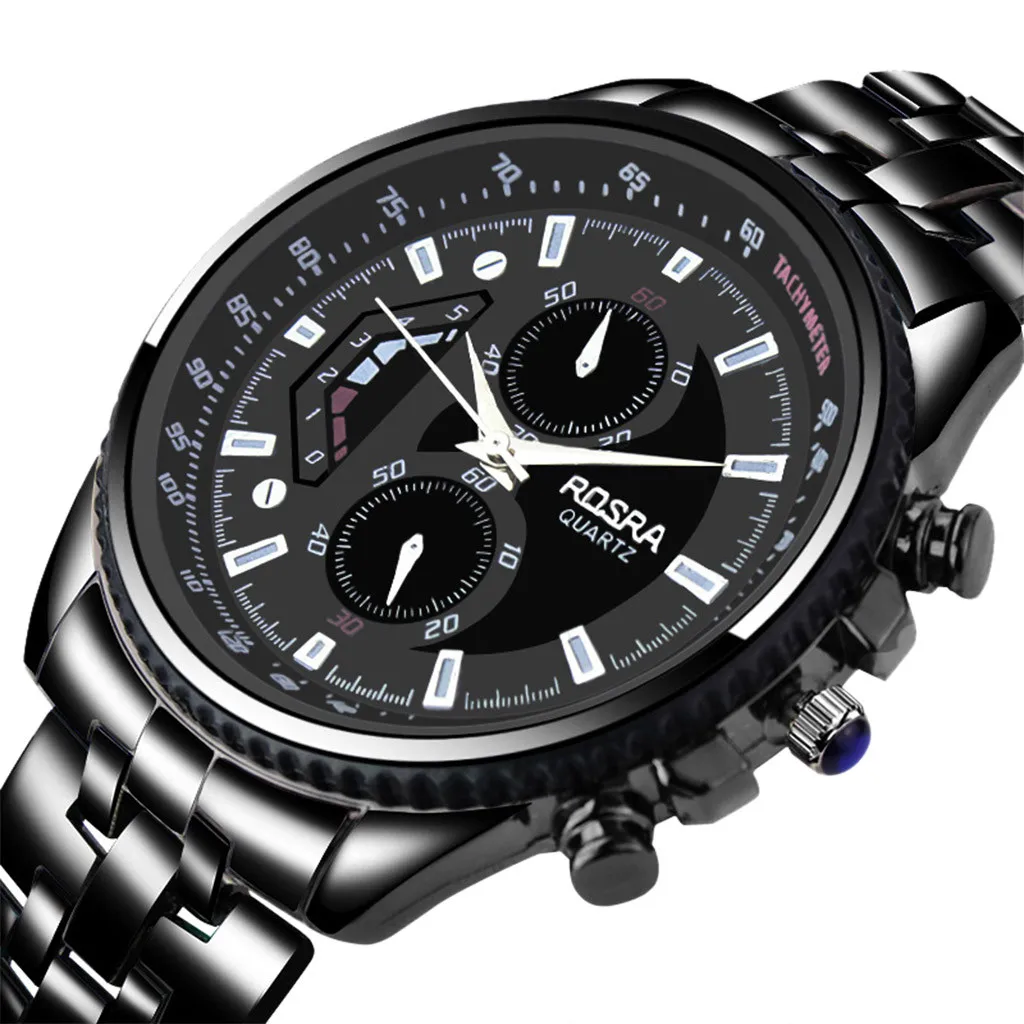 Спортивные часы reloj hombre Мужские кварцевые с секундомером из нержавеющей