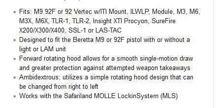 Военная низкая езда кобура подходит M9 92F MOLLE система блокировки ремень пистолет кобура