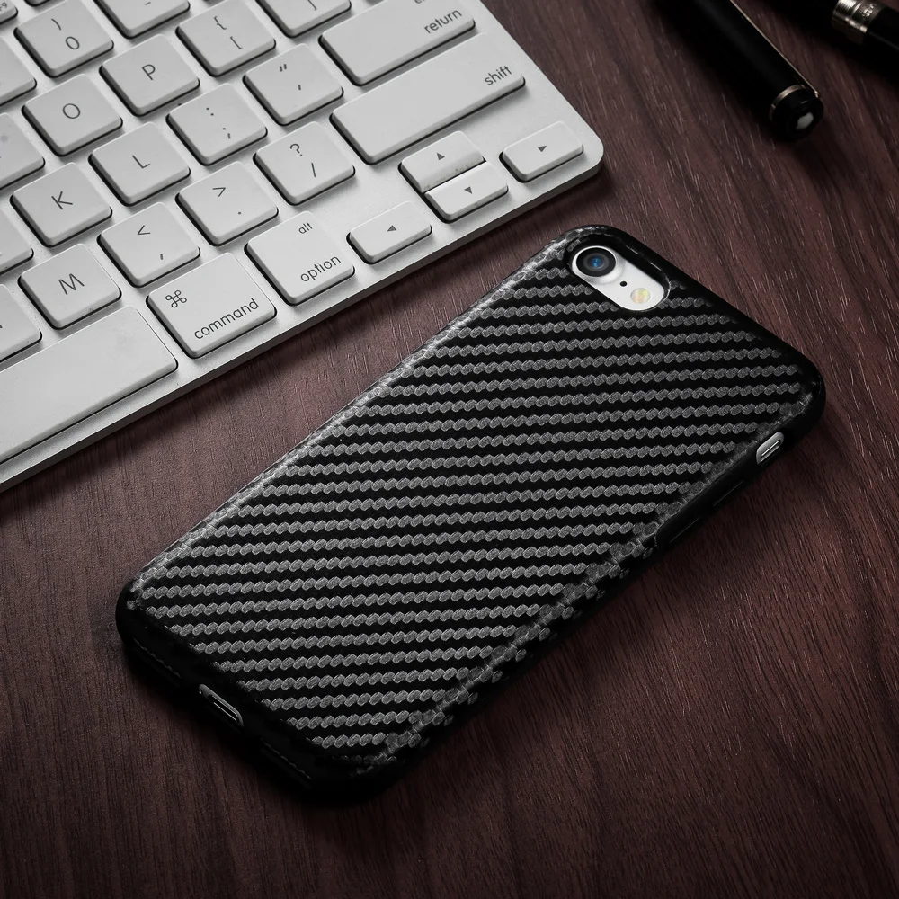 

Carbon Fiber 3D Texture TPU Silicone Case for iPhone 11 Pro Max 7 7 Plus case Back cover for iPhone 5s 6 7 7p case shell