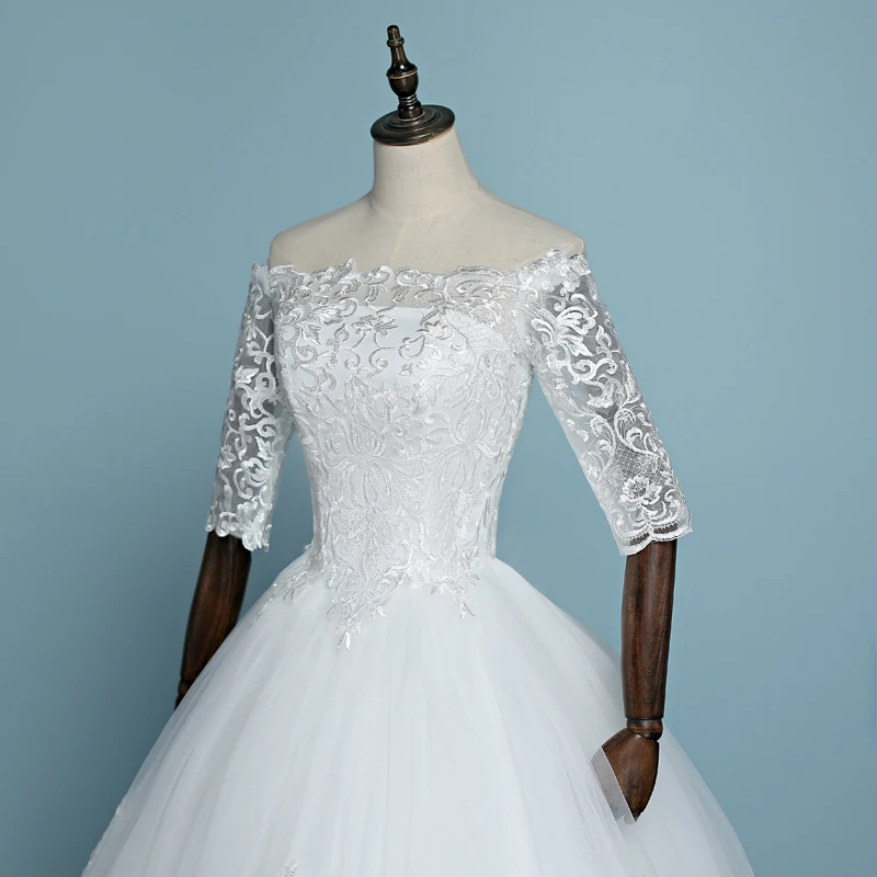 Настоящая фотография, Новое поступление, кружевное свадебное платье Engerla с коротким рукавом, платье невесты с вырезом лодочкой, бальное платье принцессы, простое платье