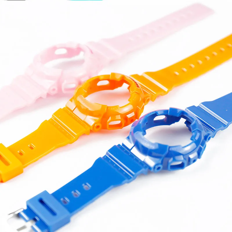 Resin strap female pin buckle watch accessories strap case for Casio BABY-G BA-111 110 112 120 waterproof rubber strap men 