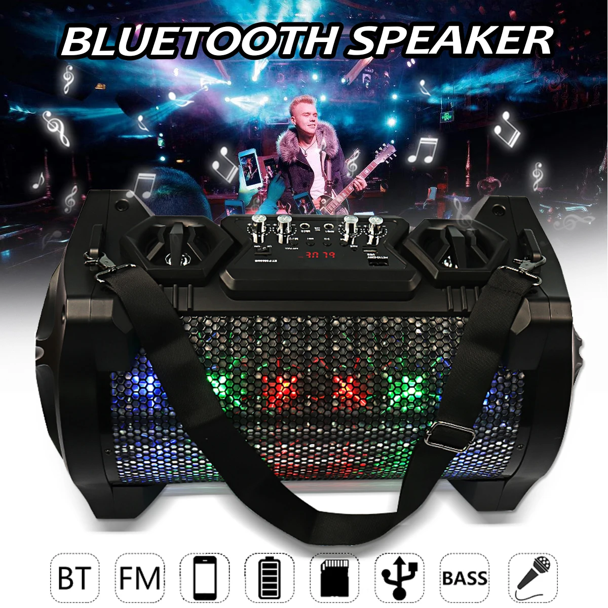 Portable Wireless Bluetooth Speaker Bass Stereo FM Radio AUX/USB/TF Card Loudspeaker Subwoofer Handfree For Outdoor Music Player