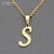 ACEROLL первоначальное ожерелье с буквенными подвесками-из нержавеющей стали модное маленькое персонализированное алфавитное имя кулон ожерелье в золотом цвете - Окраска металла: S