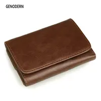 GENODERN 100% Top Cow Leather Men Wallet Vintage Korea Multifunctional Male Purse RFID Anti-magnetic  Leather Wallet 1