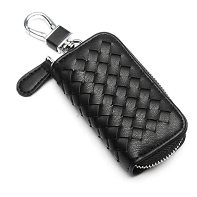 Тканый брелок ключницы брелок для ключей для мужчин Организатор ключей экономки Для женщин брелок чехлы кейс на молнии сумка бумажник кошелек B234 - Цвет: black