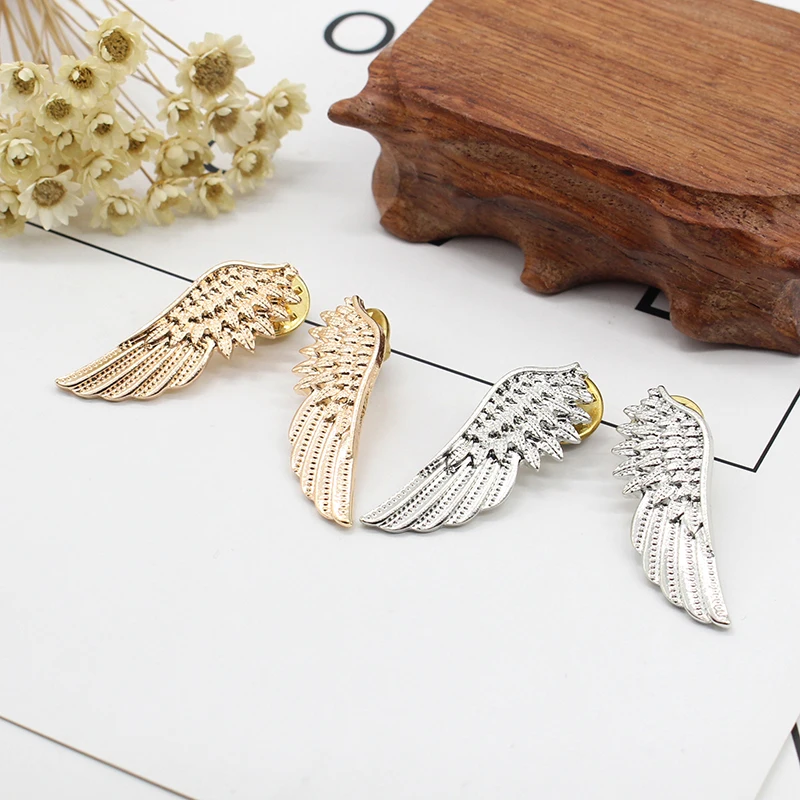 Rhinestone Angel Wings Brooch - Gold & Silver Crystal Feather Lapel Pin For Women's Fashion