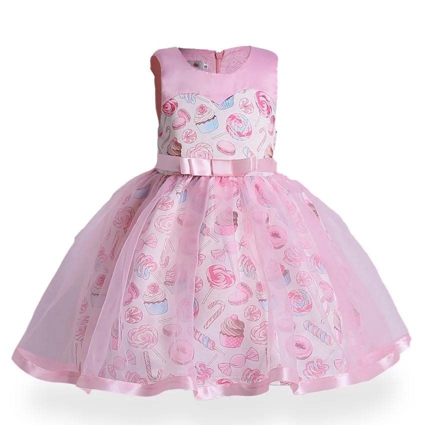 

Candy Children Princess Flower Girl Dresses for Ice Cream Party and Wedding Pageant Kids Clothing with Bow Baby Costume Sundress