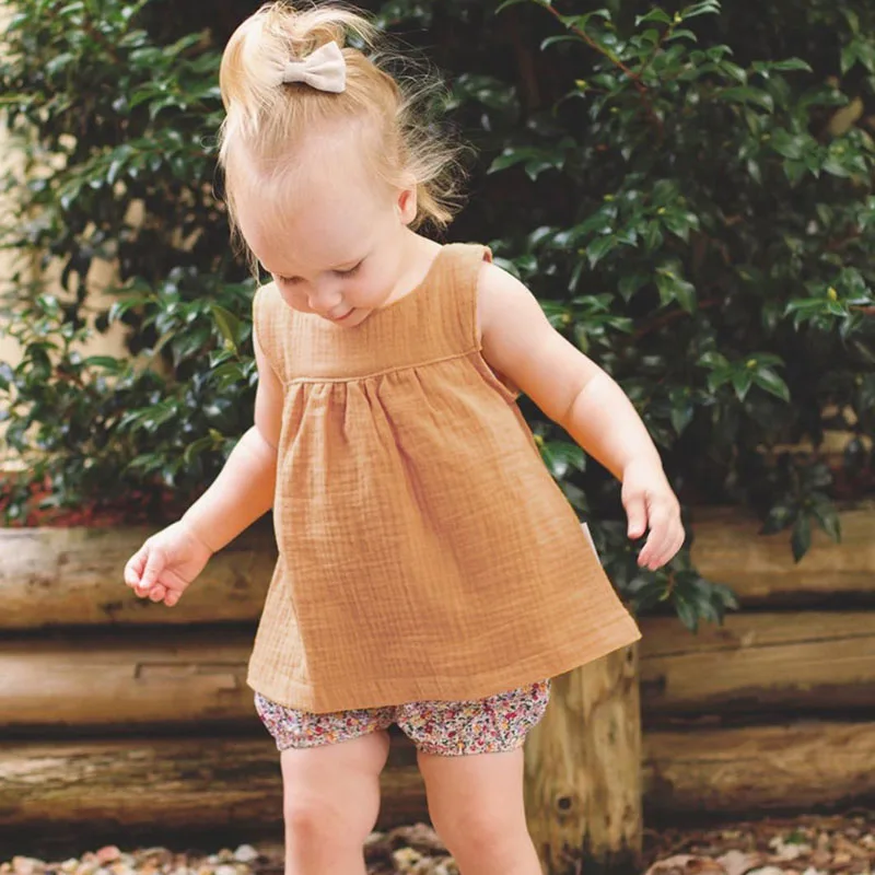 Летнее платье для маленьких девочек; вечерние топы без рукавов; Повседневная футболка