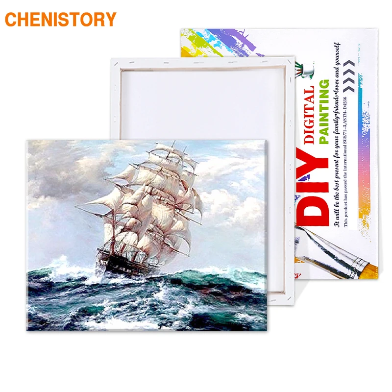 CHENISTORY абстрактная парусная лодка Diy цифровая картина маслом по номерам Настенная картина уникальный подарок украшение дома 40x50 произведение искусства