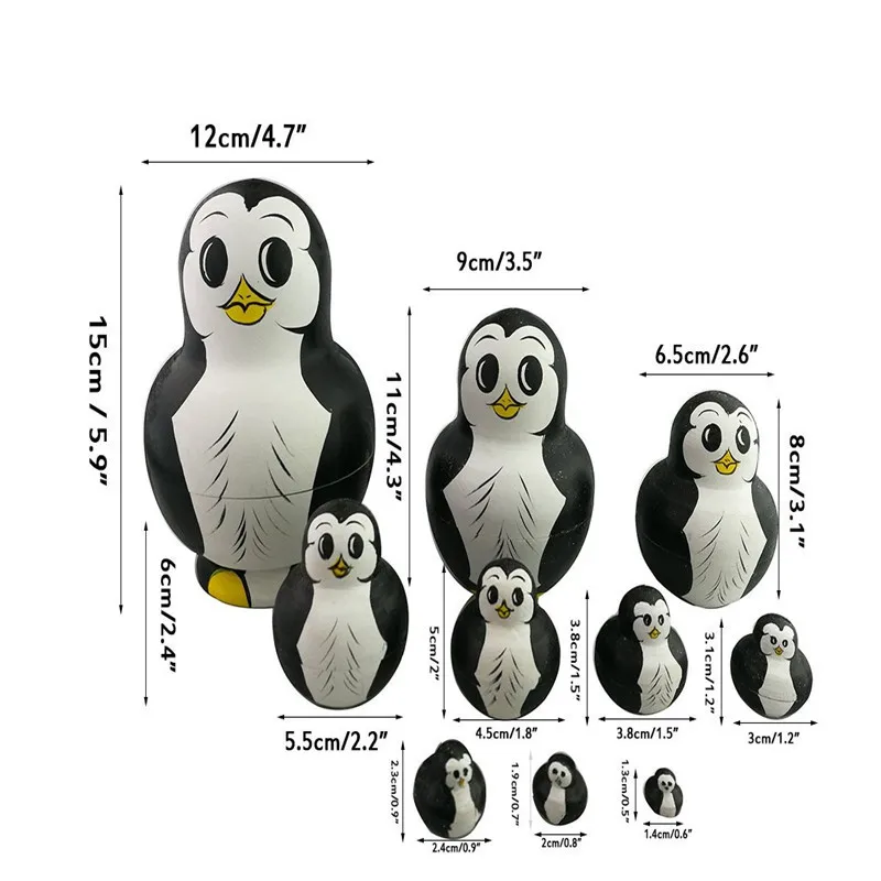 Matryoshka Nesting Dolls Russian Doll Set Hollow To Fit Inside Each Other 10Pcsset Wood Handmade Kids Toy (7)