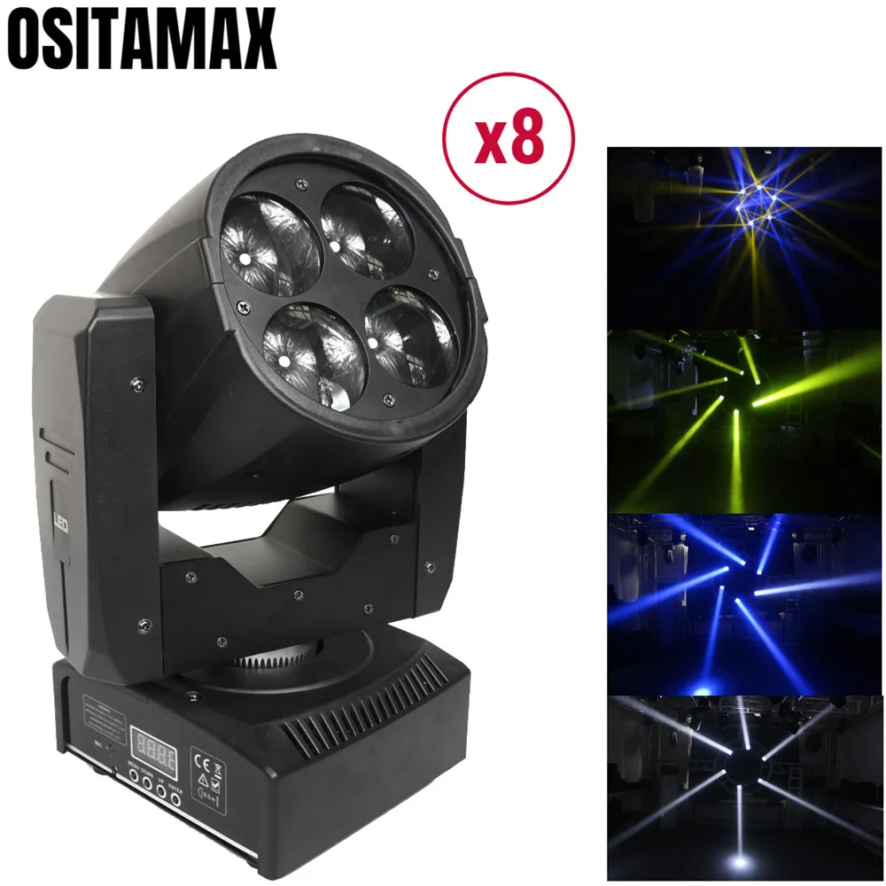 

8pcs/lot 4X10W LED Beam Moving Head Light RGBW 4IN1 Spotlight Bulit in Program Stage Moving Head Club Bar Disco Party Light