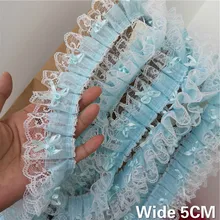 5 см в ширину красивое Голубое озеро Тюль пряжа кружевной воротник аппликации лента вышивка платье Гипюр швейная ткань для свадьбы