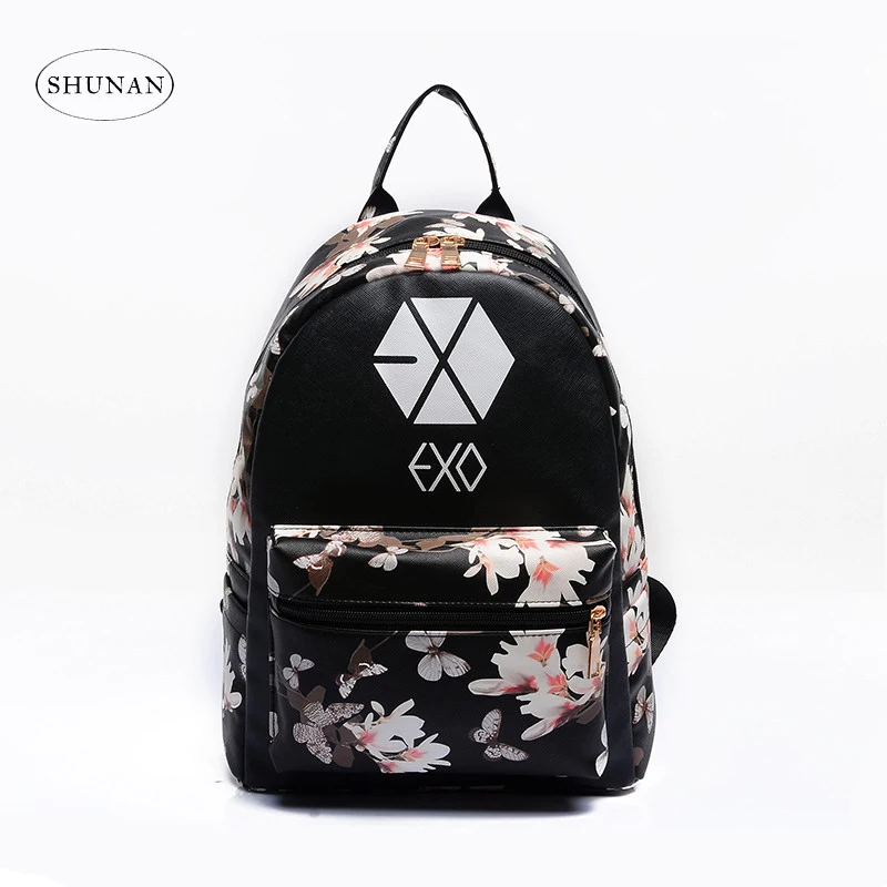 

2017 Korean Summer New Fashion Butterfly Flower Backpacks For Teenager EXO Bigbang GD MADE TOP BTS Backpacks For Girl School Bag