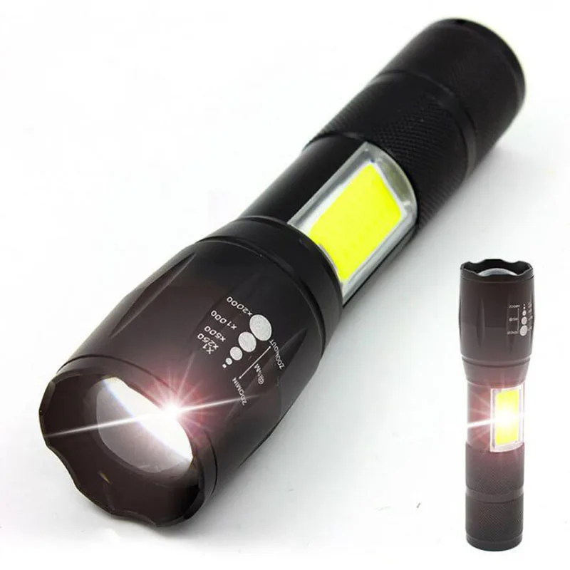

2 way high power T6 COB Led Flashlight Flash Light Torch Protable Mini Zoomable Linternas Lamp for camping fishing Reading