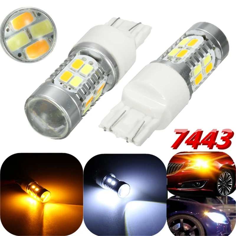 

2PCS 7443 T20 20 5730 SMD LED Car Auto Side Wedge Turn Signal Indicator Tail Light Bulb Parking Marker Lamp Yellow White DC12V