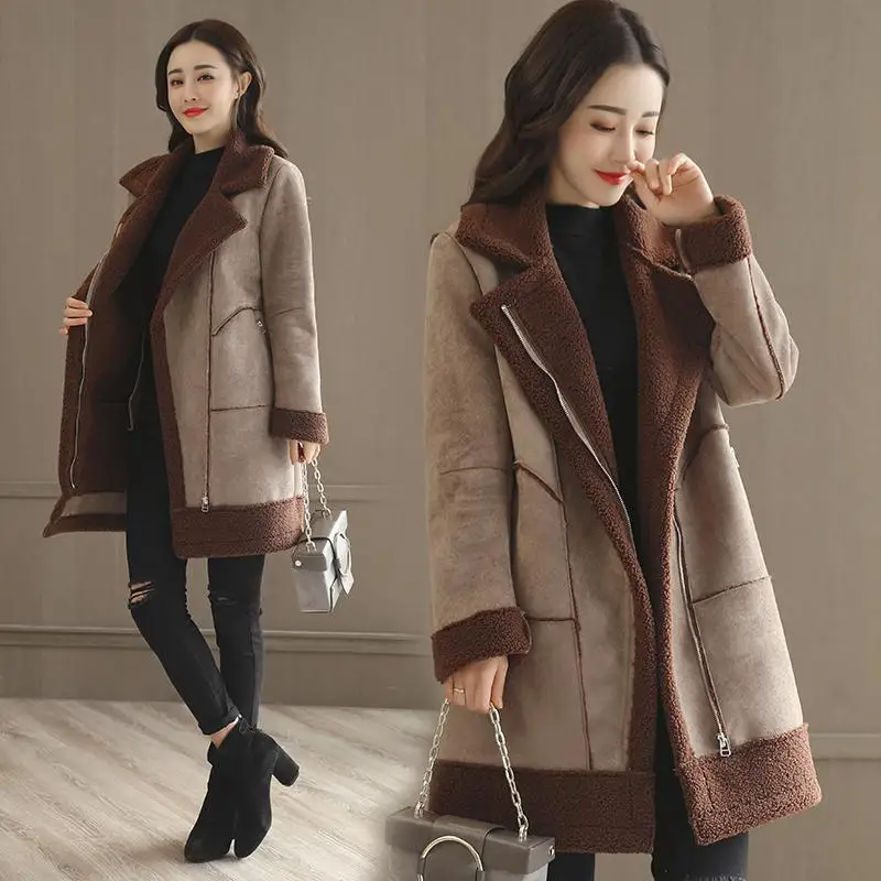 Yingaoxuefei 2017 Winter New Lamb Wool Thick Long Cotton Coat Large Size Padded Jackets |