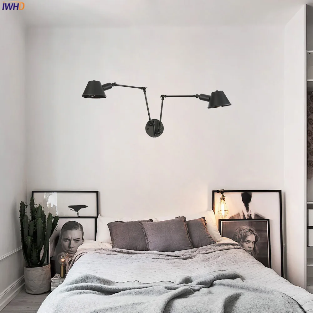 Applique Vintage, Lampada Da Parete In Ferro Industriale Stile Illuminazione Con Gabbia Edison Per Camera Da Letto Cucina Corridoio Caffe Bar Nero 50566630