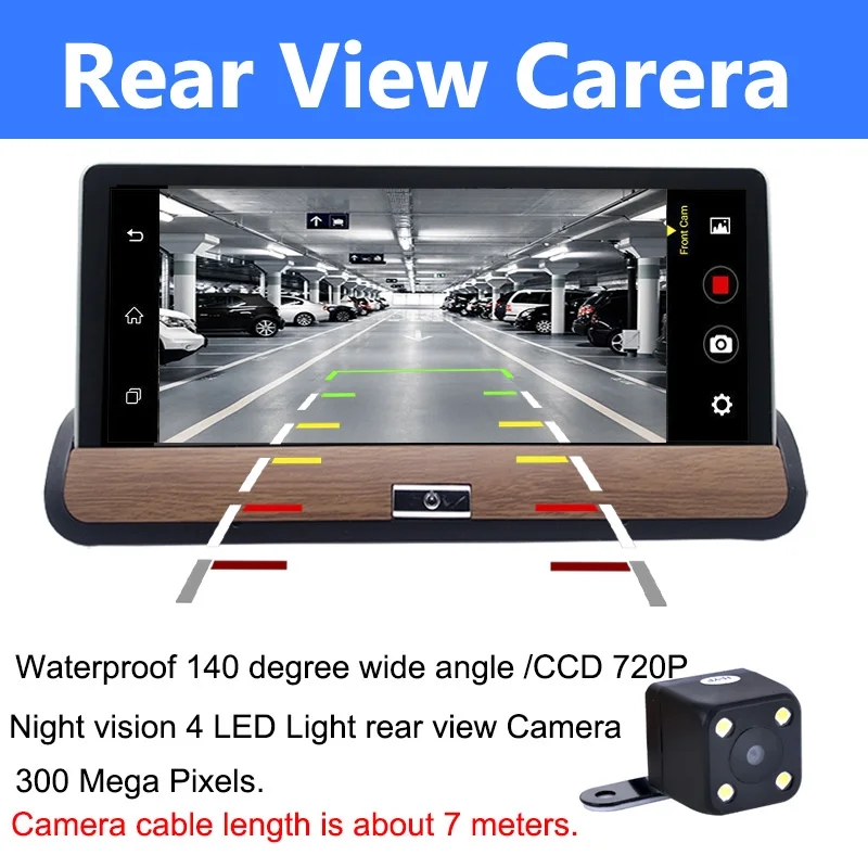 7," Лучший 3g gps навигатор Автомобильный видеорегистратор Камера заднего вида двойной объектив рекордер Android 4,22 Bluetooth AVIN wifi 16 Гб карта