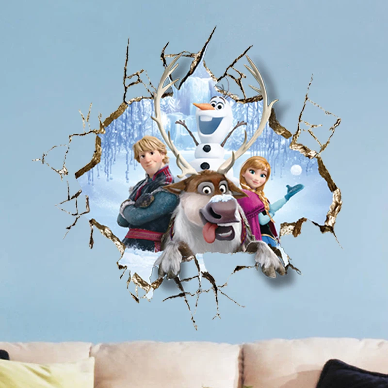 Cartoon Frozen Kids Room DIY 3D Sticker Snow Puzzle Decoration Kindergarten PVC Wall Stickers Pegatinas Autocollant Enfant Decal