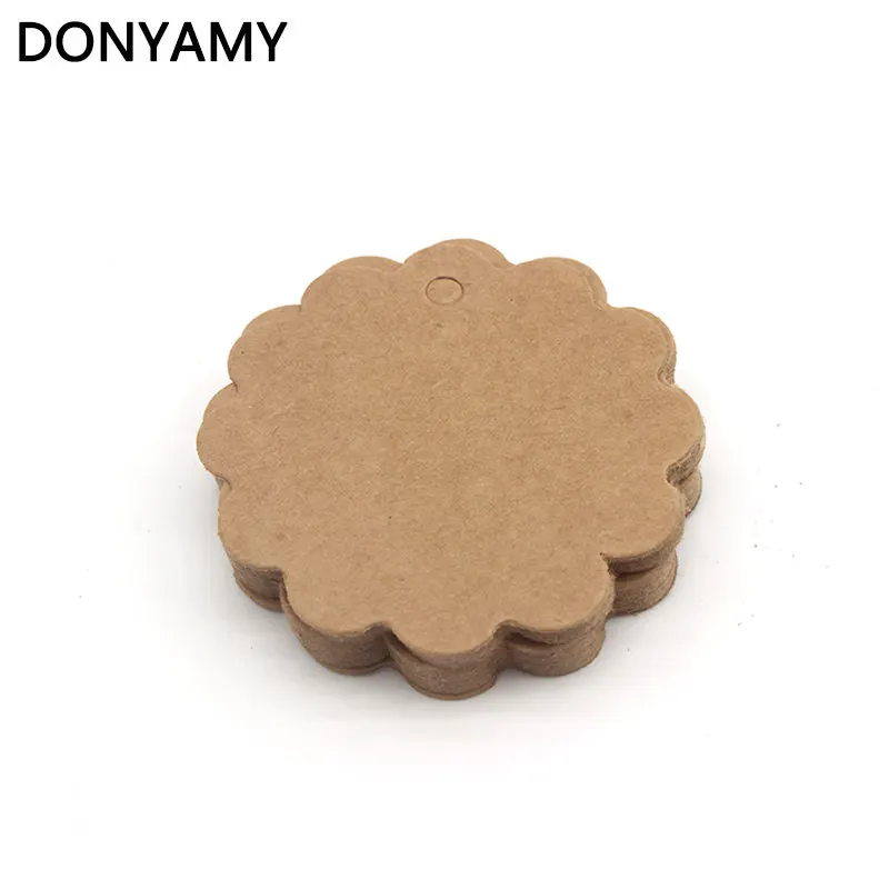 DONYAMY 50PCS Round Flower Labels Paper Tags Gift Hang Cards Price Blank Karft Luggage Wedding Party | Дом и сад