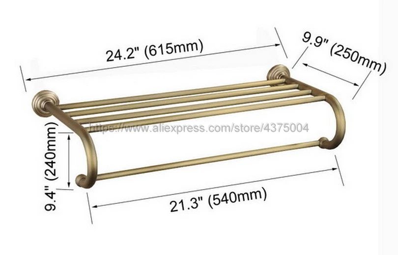 Bathroom Copper Towel Bar Antique Brass Toilet Towel Holder Towel Rack Shelf Solid Holder Brief Fixed Bathroom Accessory Nba026