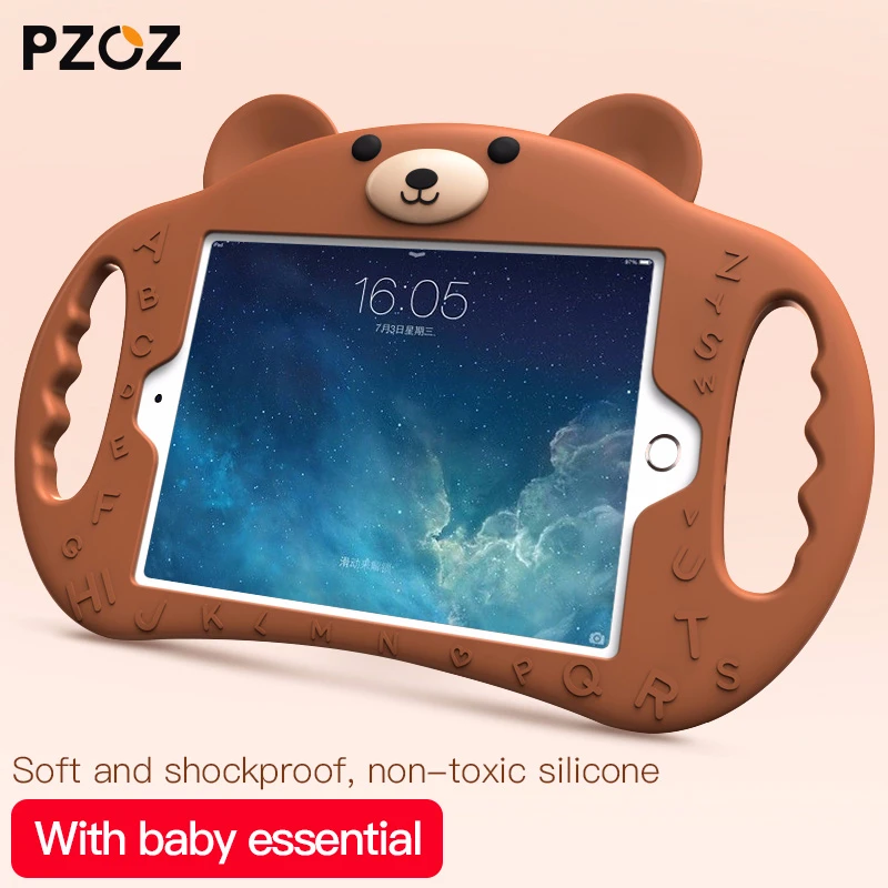 PZOZ для ipad 2, 3, 4 Air 1/Air 2/Pro 9,7 мини, на возраст 1, 2, 3, 4, Силиконовый противоударный чехол из мягкого нетоксичного детей для ipad держатель чехол