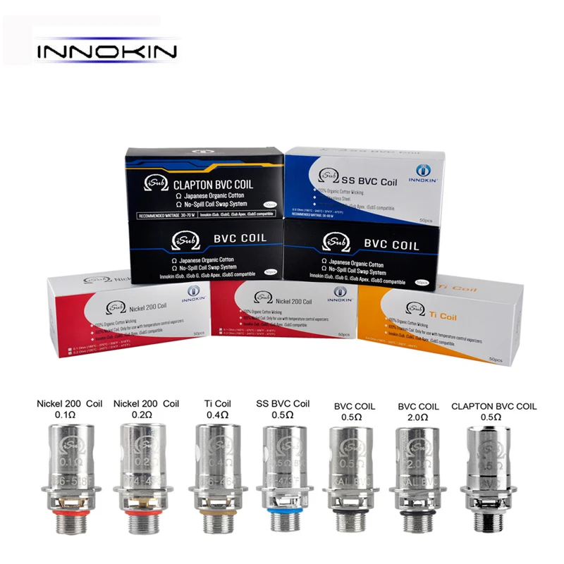 50 шт./лот Innokin iSub катушки Sub Ом Core Ni200 Клэптон BVC катушки несовместим с vape Innokin Isub, ISub-g, S распылителя