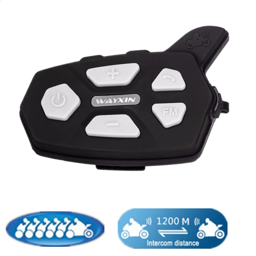 

2017 new 1PCS R5 1200M Motorcycle Bluetooth Helmet Headsets Intercom for 6 riders BT Wireless intercomunicador Interphone MP3