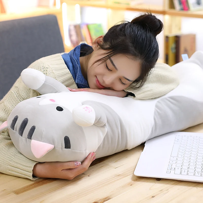 Cute Kitten Plush Sleeping Pillow Doll Big Stuffed Cartoon Cat Toy Funny Kawaii Leisure Boyfriend Pillow for Lover Children Gift 35inch 90cm DY50307(11)