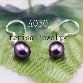 

New Arrive Free Shipping.FreshWater Pearl Earring.Grade:AAA.Size:7mm.Length:2.5cm.(1-inch).Color:Black.made with 925silver.