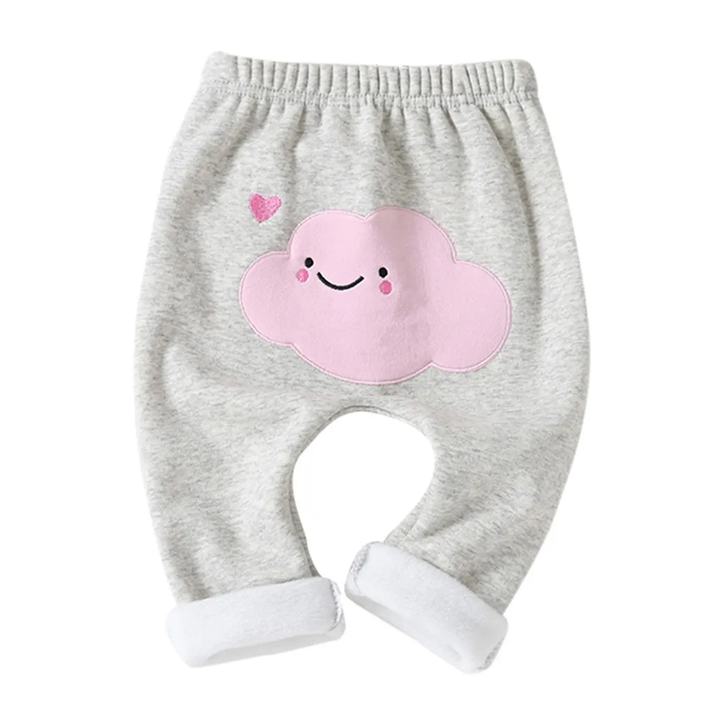 Детские штаны модные теплые леггинсы для маленьких мальчиков и девочек с милыми мультяшными облаками теплые штаны pantalon nigno - Цвет: B