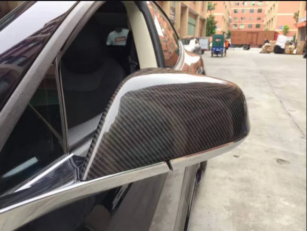 Высокое качество для Tesla модель S 2014-2018 100% Настоящее карбоновое волокно зеркало заднего вида крышки боковое зеркало шапки Автомобиль