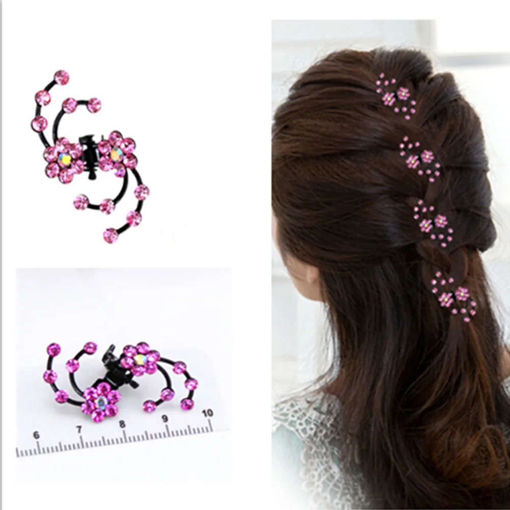 Elegant Rhinestone Plum Flower Hair Claws Hairpin Clip Wedding Prom For Women Girls Headwear Accessories