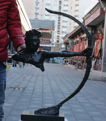 送料無料西洋ブロンズ銅アートオリジナル部族戦士曲げ弓像大理石ベース高速 Base Base Bronze Aliexpress