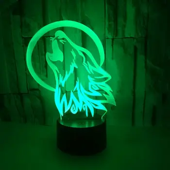 

Wolf 3d Lamp Lovely 7 color change 3D Lamp Colorful 3d Light Nigh Kids Room Remote Touch switch Led Kids Lights Lamps