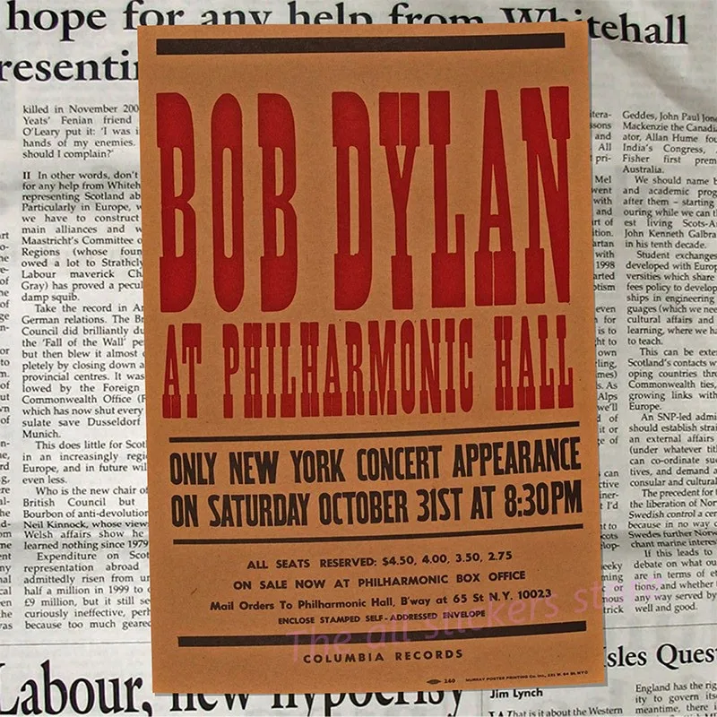 Bob Dylan poster. kraft paper posters decorative painting folk poet bar wall paintings retro poster/6012