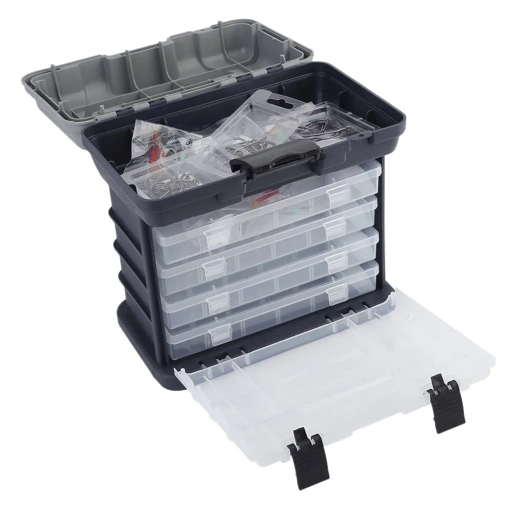 

4 Layers Fishing Tackle Box Portable Outdoor Fish Plastic Fishing Tackle Tool Storage Case With Handle Utility Box 27*18*27CM