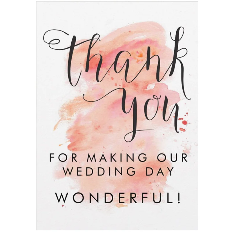 Personalized Pink Watercolor Wedding Thank You Card Decoration | Дом и сад