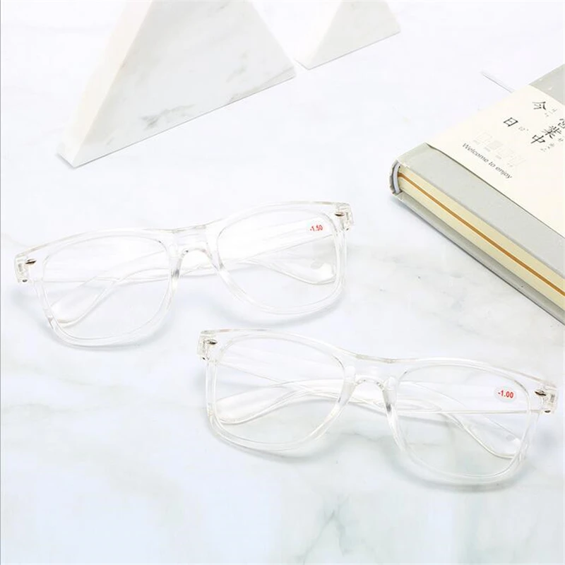 Diopter SPH 0-0.5-1-1.5-2-2.5 To-6.0 Finished Myopia Glasses Men Women Retro Rivets Nearsighted Glasses Transparent Frame