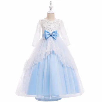 Dress Blue Lace Wedding Pageant 2018 Summer Party Dresses Clothes Size Flower Girl Dresses girls dress fox squirrel bird mushroom striped cotton 2018 summer princess wedding party dresses kids clothes size 7 14 pageant