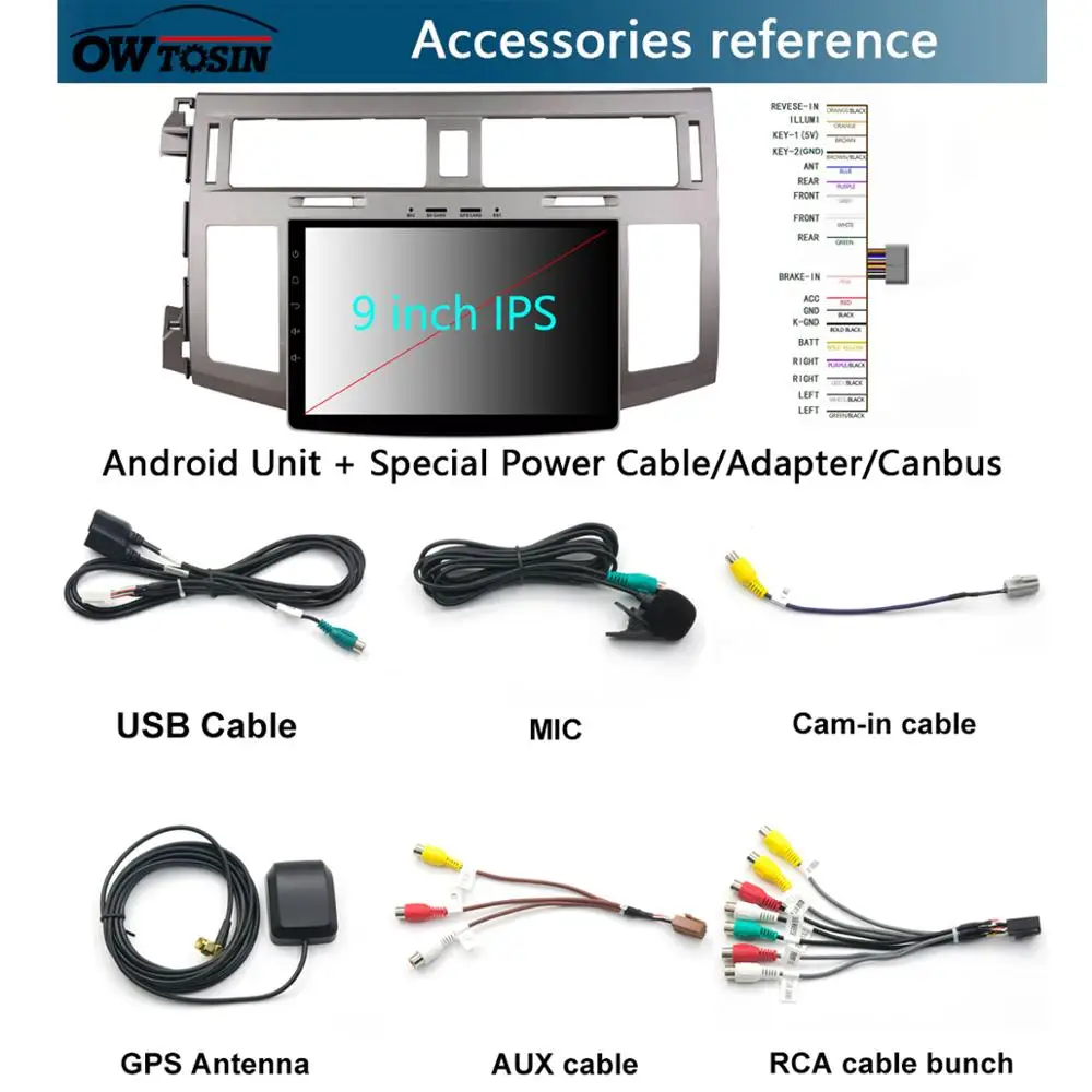 Sale 9" IPS 8Core Android 9.0 4G+64G Car Radio GPS Multimedia Player For Toyota Avalon 2006 2007 2008 2009 2010 DSP CarPlay Parrot BT 3