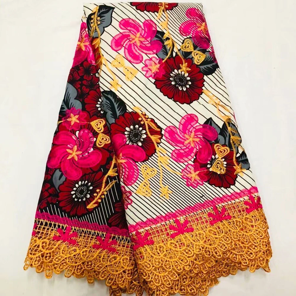 

African Lace Fabric 2019 African Wax Lace Fabric Embroidered High Quality African Guipure Cord Lace Wax Fabrics For Party