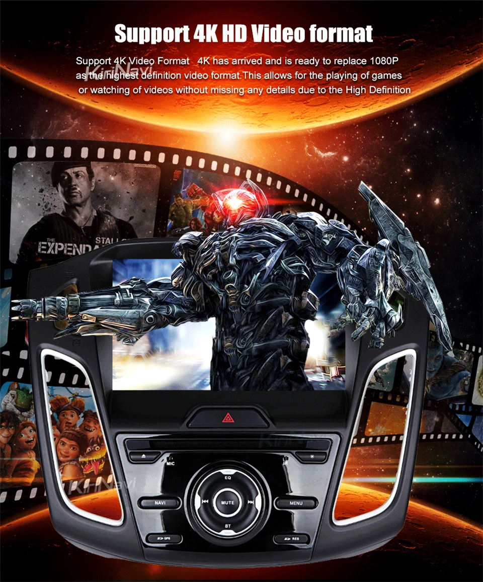 Clearance KiriNavi Octa core 4G LET android 7 car autoradio for ford focus navigation 2015 - 2017 support 4K Video 4G 7