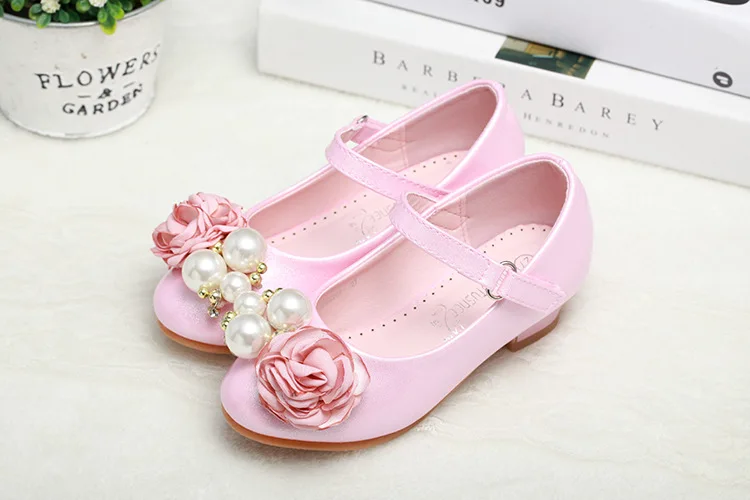 Sapatos de Couro para Meninas Rosa das Meninas Sapatos de Festa para as Crianças Sapatas da Princesa Calçados Infantis Primavera Alta-salto Alto Pérola Ocasional 2020 24 High Quality Mamãe e Bebê