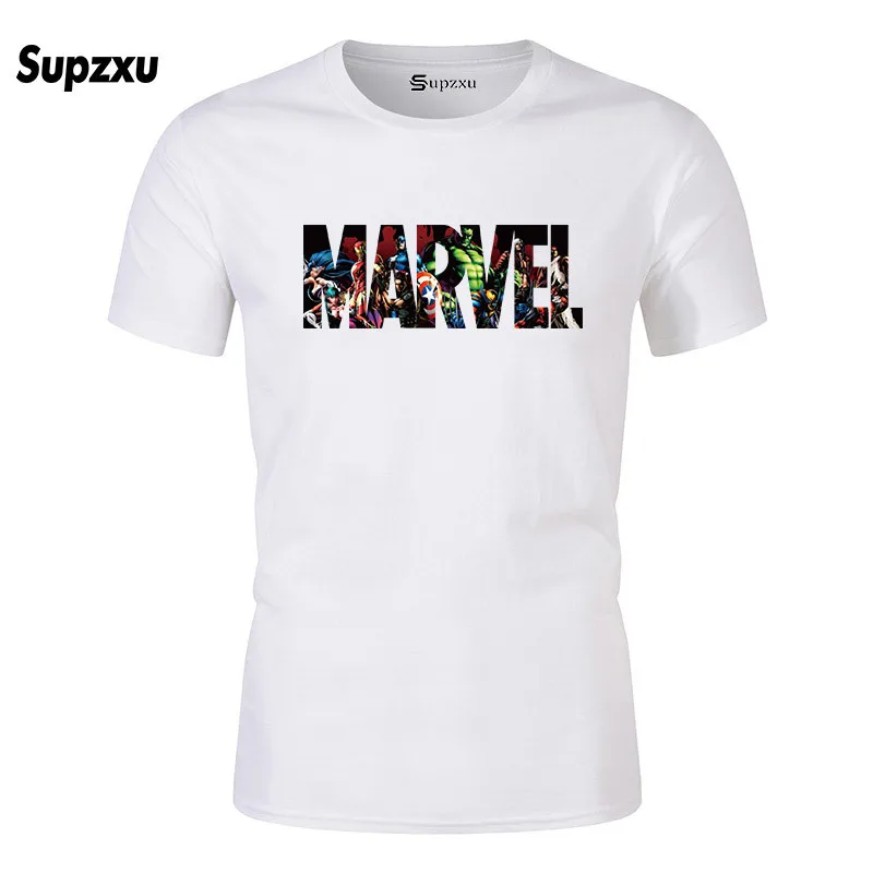 

2019 new fashion Marvel short-sleeved shirt men's super hero print T-shirt ц collar comics Man Wei shirt shirt men's clothes T-s