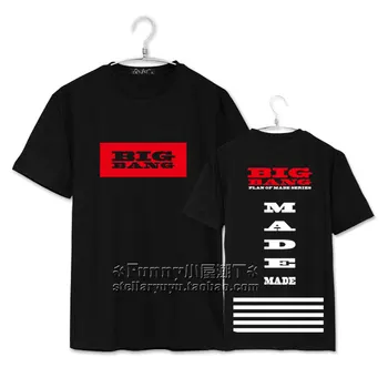 

Kpop bigbang made concert world tour same printing o neck short sleeve t-shirt for vips summer style t shirt 10 types