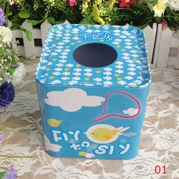 

Creative Design Tissue Canister Napkin Holder Metal Storage Tin Box Retail