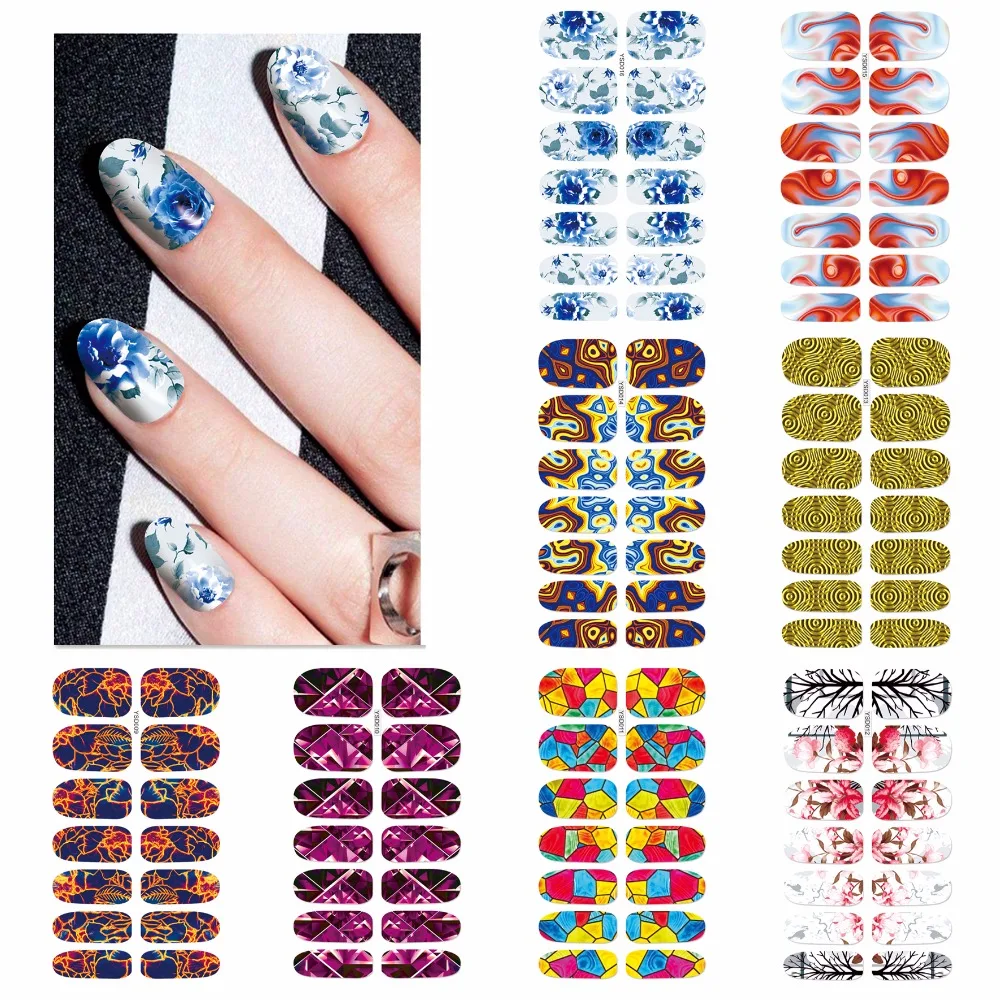 

1 Sheet Optional Colorful Nail Art Water Transfer Stickers Nail Tips Decals Beauty Full Cover Wraps For Nails