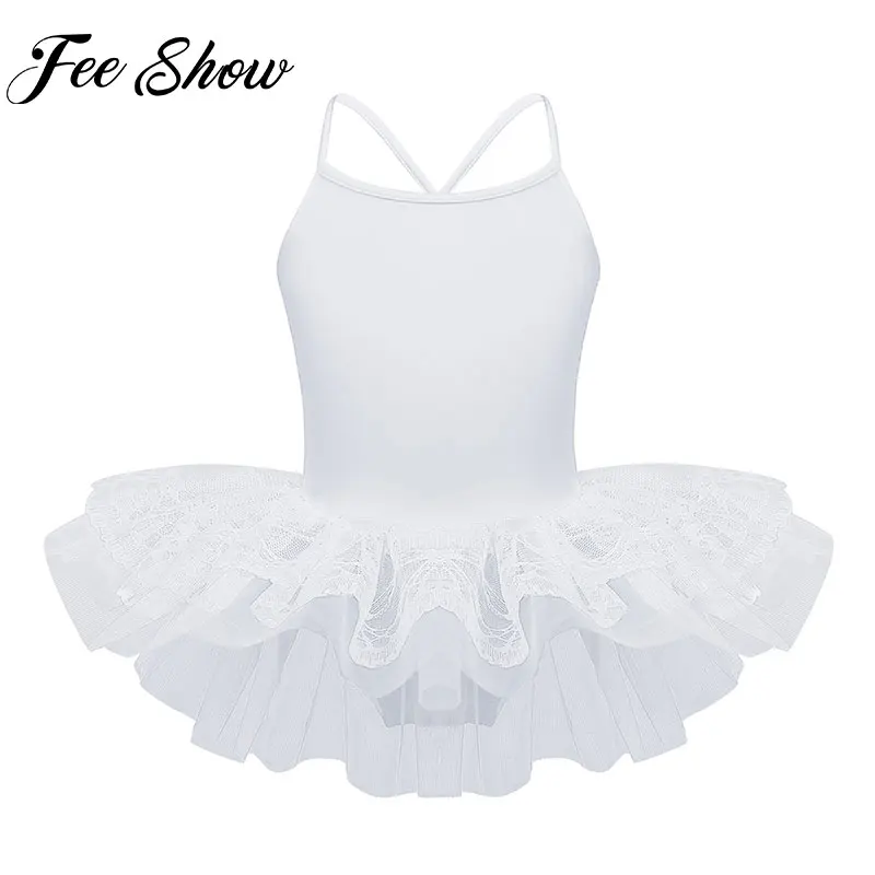 FEESHOW обувь для девочек из балета "Лебединое озеро" платья пачки белый без рукавов сетки Танцы платье детей Professional костюм Балерина